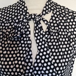 Max Studio top, black and white polka dot, sleeveless, size L